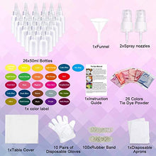 Load image into Gallery viewer, Tie Dye Kit，26 Colors Fabric Dye Kits for Kids, Adults and Groups with Rubber Bands, Gloves, Funnel, Apron,Table Covers and Spray nozzles Add Water Only for Party Gathering Festival User-Friendly
