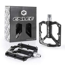 Load image into Gallery viewer, MatyKit S Shape Mountain Bike Pedals of Lightweight, Specialized 9/16" UD Bearings Ultra Strong Colorful CNC Machined Alloy Bicycle Non-Slip Pedal, Anodizing Sealed 3 Bearing Cycling Pedals (Black)
