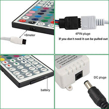 Load image into Gallery viewer, GALYGG 44 Key IR Remote Controller Wireless Kit with DC 12V 2A Power Supply Adapter, for 2835 3528 5050 RGB LED Strip Lights Flexible Tape Lighting
