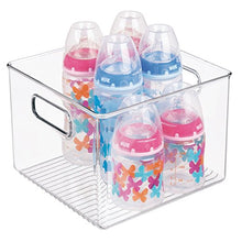 Load image into Gallery viewer, iDesign Plastic Bin, Kitchen Storage Organizer for Refrigerator, Freezer and Pantry, 8" x 8" x 6", BPA-Free, Medium, Clear
