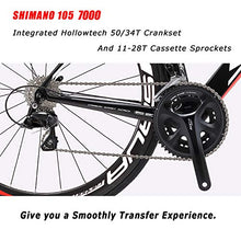 Load image into Gallery viewer, Carbon Road Bike, SAVA HERD6.0 T800 Carbon Fiber 700C Road Bicycle with 105 22 Speed Groupset Ultra-Light Carbon Wheelset Seatpost Fork Bicycle Black Red 52cm
