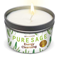 Load image into Gallery viewer, MAGNIFICENT101 Pure White Sage Smudge Candle for House Energy Cleansing, Banishes Negative Energy I Purification and Chakra Healing - Natural Soy Wax Tin Candle (Pure White Sage, 6 oz)
