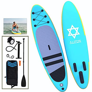 ALIFUN Inflatable Stand Up Paddle Board SUP Paddleboarding Weight Capacity 330 LBS 6 Inches Thick Wide Stance with All Around Accessories for Adult of All Skill Levels