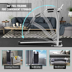 Electric Treadmill, Folding Treadmills for Small Spaces with LCD Monitor, Running Walking Jogging Exercise Compact Exercise Treadmill, Running Machine Equipment for Home Gym Office Use
