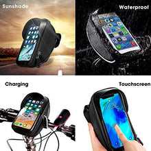 Load image into Gallery viewer, Bike Frame Bag,eletecpro Bike Phone Front Bag Bicycle Phone Mount Bag Waterproof Handlebar Bike Phone Case Holder Sensitive Touch Screen (Black)
