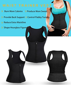 GAODI Women Waist Trainer Sauna Vest Slim Corset Neoprene Cincher Tank Top Weight Loss Body Shaper (M, Black)