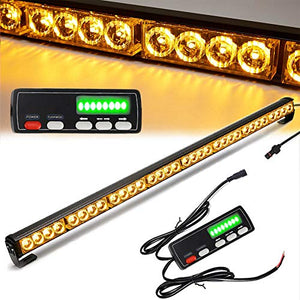 Traffic Advisor Light Bar 36 Inch 16 Flash Modes 32 Led Emergency Strobe Warning Lights Directional Bar Hazard Warning Flashing Safety Light with Led Display Screen Controller(35.5 Inch, Yellow/Amber)