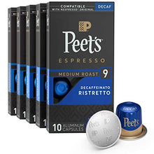 Load image into Gallery viewer, Peet&#39;s Coffee Espresso Capsules Decaffeinato Ristretto Intensity 9, 50 Count Single Cup Coffee Pods Compatible with Nespresso Original Brewers

