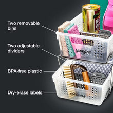 Load image into Gallery viewer, madesmart 2-Tier Organizer, Multi-Purpose Slide-Out Storage Baskets with Handles and Dividers, Frost
