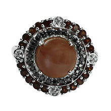 Load image into Gallery viewer, Carillon Chocolate Moonstone Natural Gemstone Halloween Jewelry Round Shape 18K White Gold Ring For Women for Men
