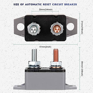 4 Pieces DC 12V - 24V Automatic Reset Circuit Breaker Circuit Breaker with Cover Stud Bolt for Automotive and More (50 Amp)