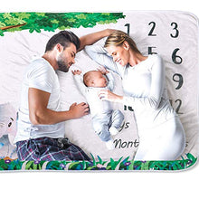 Load image into Gallery viewer, Elephant Baby Milestone Blanket - Unisex - Milestone Blanket Baby Boy - Baby Monthly Milestone Blanket Boy - Baby Monthly Milestone Blanket Girl - Shower Gift Basket - Baby Photography Prop - Swaddle
