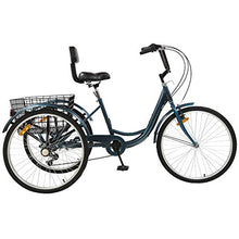 Load image into Gallery viewer, Sibosen Adult Tricycles for Women/Men, 7 Speed Adult Mountain Bikes Tricycles 24 Inch 3 Wheeled Mountain Trike Bicycles w/Carbon Steel Low Step-Through Frame Folding Basket - USA Warehouse Delivery
