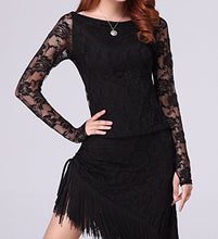 Load image into Gallery viewer, Whitewed Salsa Latin American Style Dance Team Uniforms Outfit Attire Costumes Black
