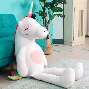 Giant Unicorn Stuffed Animal Toy,Soft Large Unicorns Plush Pillow Gifts for Kids Birthday,Valentines,Christmas (White, 43.3")