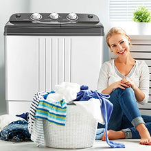 Load image into Gallery viewer, COSTWAY Washing Machine, Twin Tub 20Lbs Capacity, Washer(12Lbs) and Spinner(8Lbs), Portable Compact Laundry Machines Durable Design Energy Saving, Rotary Controller and Washer Spin Dryer(Grey + White)

