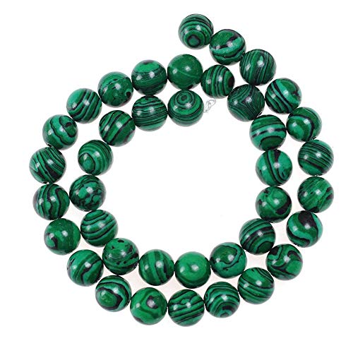 8mm Green Malachite Beads Stone Loose Beads Gemstone Round Beads Energy Healing Beads for DIY Jewelry Making Approxi 15.5 inch 45pcs 1 Strand per Bag