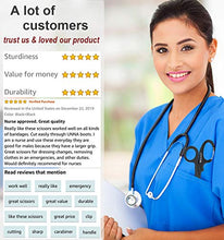 Load image into Gallery viewer, 2 Pack Medical Scissors with Carabiner-7.5&quot; Bandage Shears, Premium Quality Fluoride-Coated with Non-Stick Blades Stainless Steel EMT Scissors
