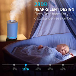 AirExpect Cool Mist Humidifier for Bedroom – Top Filling Air Humidifier with BPA Free, Ultrasonic, Whisper-Quiet, Easy Clean & Max 24h Usage, 3.5L Large Capacity for Dry Cough, Nose, Skin & Eyes