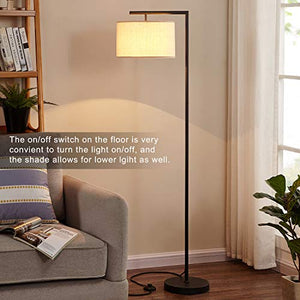 LED Modern Floor Lamp, Anbomo Standing Accent Light,Tall Pole Lamp with Hanging Drum Shade for Living Room, Bedrooms, Office