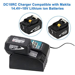 DC18RC 18V Battery Replacement Charger Compatible with Makita 14.4V-18V LXT Battery Lithium-Ion BL1815 BL1830 BL1840 BL1845 BL1850 BL1860