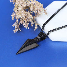 Load image into Gallery viewer, Jstyle Stainless Steel Pendant Necklace for Mens Boys Cool Spearpoint Arrowhead Pendant Chain Necklace Set Black &amp; Silver Tone
