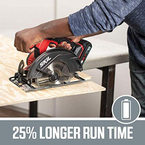 SKIL 20V 6-1/2 Inch Cordless Circular Saw, Includes 2.0Ah PWRCore 20 Lithium Battery and Charger - CR5406-10