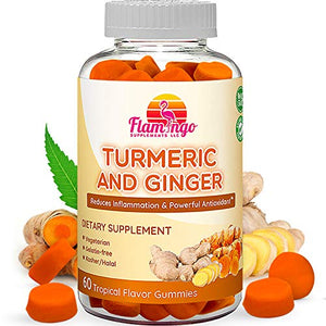 Turmeric Curcumin & Ginger Chewable Gummies for Adults and Children. Anti Inflammatory Supplement for Joint Relief. Vegan Friendly, Kosher & Halal, Gluten Free, Non GMO. 60 Count