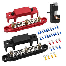 Load image into Gallery viewer, Mofeez Hammer Lug Crimper Tool and Bus Bar Set - 3x1/4” Post, 10x#8 Screw Terminal Power Distribution Block with Ring Terminals
