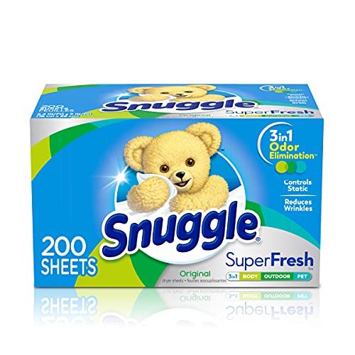 Snuggle Plus SuperFresh Fabric Softener Dryer Sheets with Static Control and Odor Eliminating Technology, Original, 200 Count