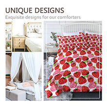 Load image into Gallery viewer, BlessLiving Strawberry Comforter Set Full/Queen, 3pcs All Season Quilted Comforter, Red Pink Fruits Print Bedspread for Kids Girls Lightweight Soft and Breathable
