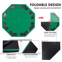 Load image into Gallery viewer, VIVOHOME 48 Inch Foldable 8-Player Texas Poker Card Tabletop Layout Portable Anti-Slip Rubber Board Game Mat with Cup Holders and Carrying Bag, Green
