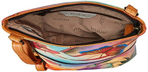 Anna Anuschka Slim Crossbody Bag | Genuine Leather | Antique Hibiscus