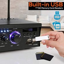Load image into Gallery viewer, Wireless Bluetooth Home Stereo Amplifier - 2x120 Watt Power Amplifier Home Audio Bluetooth Receiver System W/Blue Led Display, USB/SD, AUX, RCA, Headphone Jack - Remote - Pyle PCAU46BA

