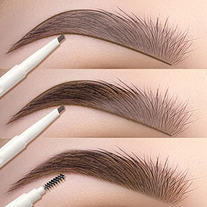 FOCALLURE 2 Pcs Eyebrow Pencil with Spoolie Brush,Sliding Eyebrow Pen Body,Precision Tip Fills and Defines Eyebrows,Waterproof Long Lasting Eyes Makeup,Light Brown