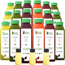 Load image into Gallery viewer, 7 Day Juice Cleanse by Raw Fountain, All Natural Raw Detox Cleanse, Cold Pressed Fruit and Vegetable Juice, Tasty and Energizing, 42 Bottle 12oz, 7 Ginger Shots
