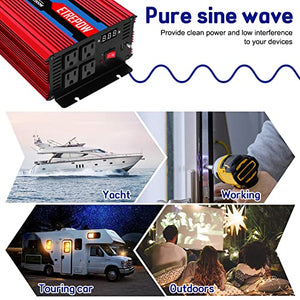 ETREPOW 2000 Watt/4000 Watt Pure Sine Wave Power Inverter 12V DC to 110V /120V AC Power Converter Wireless Remote Control-Off-Grid Inverter for Outdoor ,Home,Camping, RV,Truck,Car