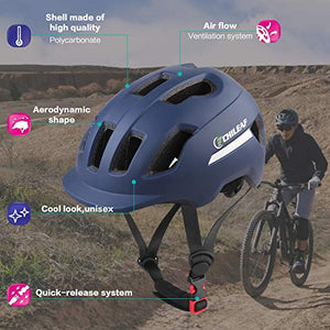 CHILEAF Adult Mountain Bike Helmet with Sports Face Scarf, Bicycle Helmet Specialized for Men Women, Cycling Helmet CE Certified Adjustable Lightweight Helmet for BMX Skateboard MTB Road Bike (Blue)