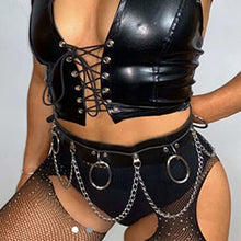 Load image into Gallery viewer, Victray Punk Waist Chain Belt Leather Body Chains Rave Body Jewelry Accessories for Women and Girls (Black)
