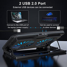 Load image into Gallery viewer, LIENS Laptop Cooling Pad with Adjustable Height Two 5.1 Inches Fan 2 USB Ports Suitable for 12"-15.6" Laptops（Black）
