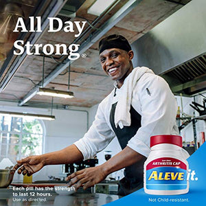 Aleve Arthritis Gelcap, Fast Acting All Day Pain Relief for Headaches, Muscle Aches, and Fever Reduction, Naproxen Sodium Gelcaps, 220 mg, Yellow, 160 Count
