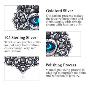 EUDORA Good Luck Blue Evil Eye Vintage Sterling Silver Necklace Pendant, Gift for Women Girl, 18 inch Chain