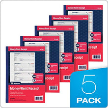 Load image into Gallery viewer, Adams Money and Rent Receipt Books, 3-Part Carbonless, 7-5/8" x 10-7/8", Bound Wraparound Cover, 100 Sets per Book, 4 Receipts per Page, 5 Books per Pack (TC1182-5)
