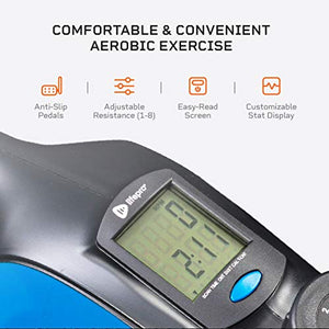 Under Desk Bike Pedal Exerciser - FlexCycle Exercise Bike Stationary Magnetic Cycle with LCD Monitor & Resistance Bands for Arm & Leg Recovery & Therapy - Foot Pedal Exerciser for Home & Office (Blue)
