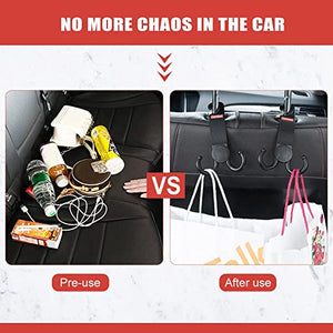 4Pcs Car Headrest Hooks - Car Hooks for Purses and Bags - Double-Hook Design Car Seat Hooks Handbag Hook Holder Car Hook Holder for Purses Bags Umbrellas Outerwear Bottle