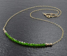 Load image into Gallery viewer, Chrome Diopside &amp; 14k Gold Filled Necklace - Gold Filled Gemstone Necklaces for Women - Made in Alaska
