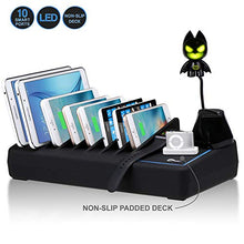 Load image into Gallery viewer, SIIG 90W Smart 10-Port USB Charging Station with Non-Slip Padded Deck and LED Ambient Light for Smartphones, Tablets, and Many Other Compatible USB Powered Devices (Black)
