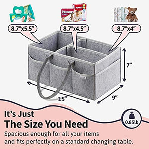 Putska Baby Diaper Caddy Organizer: Portable Holder Bag for Changing Table and Car, Nursery Essentials Storage bins gifts with 2 Pacifier Clips, 2 Bibs…