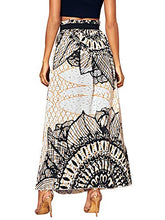 Load image into Gallery viewer, SheIn Women's Summer Boho Floral Print Fringe Split Thigh Full Length Maxi Skirt Multicolor Large
