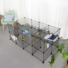 Load image into Gallery viewer, SONGMICS Pet Playpen Includes Cable Ties, Metal Wire Apartment-Style Two-Storey Bunny Fence and Kennel, Comfortable Pet Premium Villa for Guinea Pigs, Bunnies, Rabbits,Puppies,Indoor Upgrade ULPI02H
